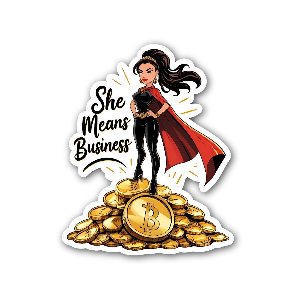 Superhero Girl On Gold Coin Sticker, Waterproof Vinyl Decal Sticker Indoor Or Outdoor 2 (Pieces) 3" and 5"