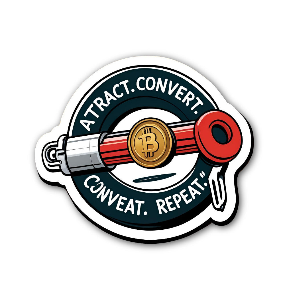 Attract Convert Repeat Sticker, Waterproof Vinyl Decal Sticker Indoor Or Outdoor 2 (Pieces) 3" and 5"
