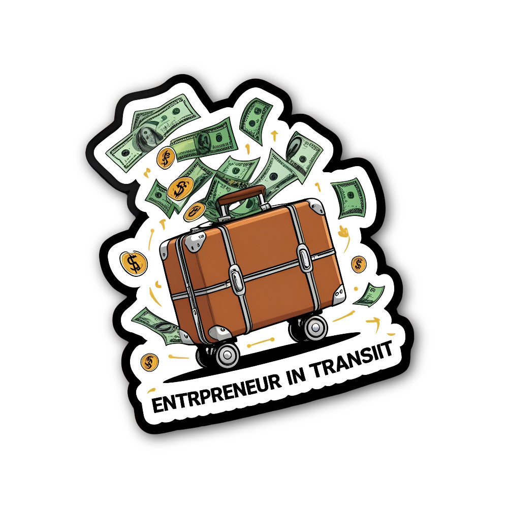 ENTRPRENEUR IN TRANSIIT Sticker, Waterproof Vinyl Decal Sticker Indoor Or Outdoor 2 (Pieces) 3" and 5"