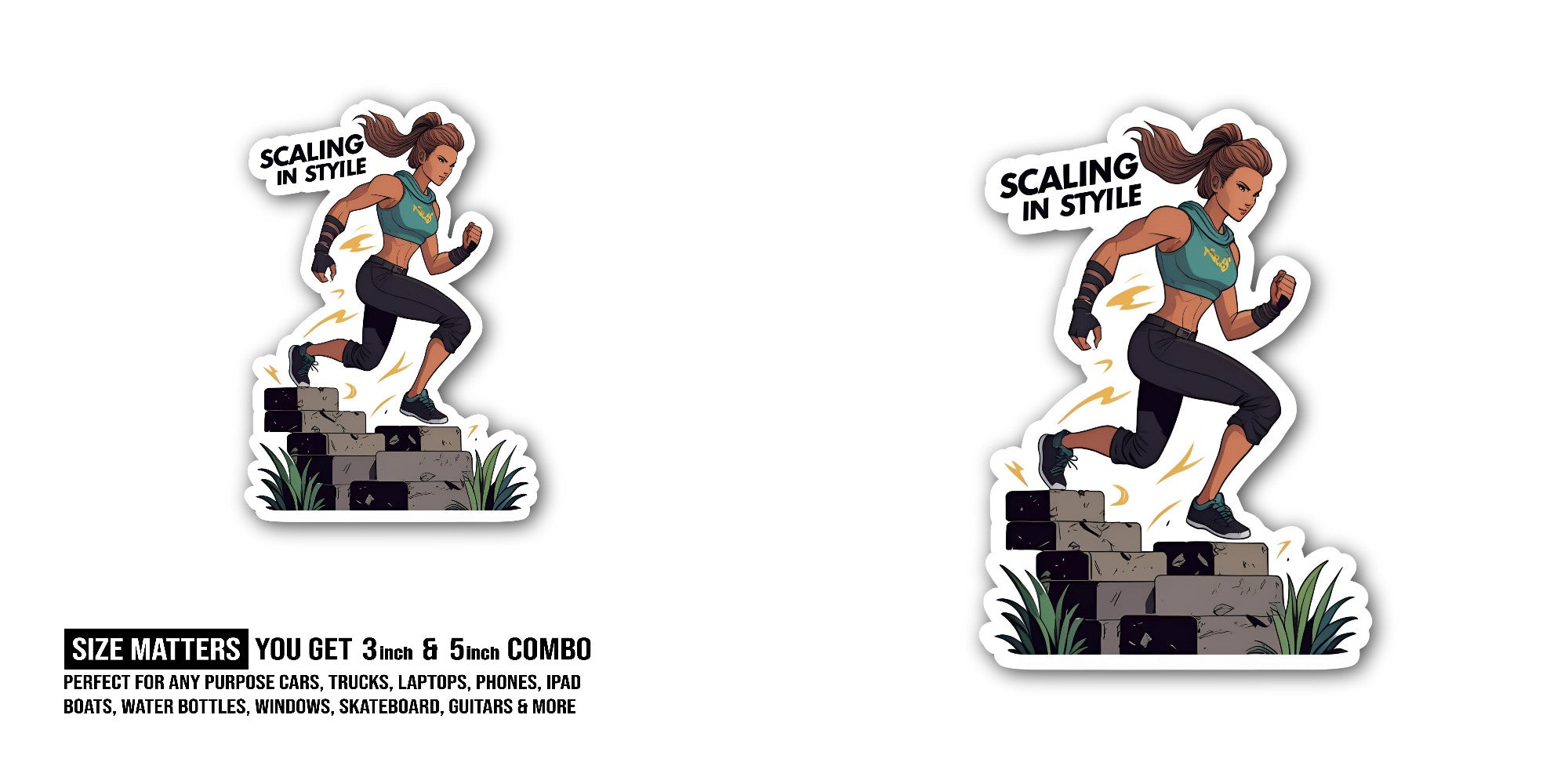 Scaling in styile Sticker, Waterproof Vinyl Decal Sticker Indoor Or Outdoor 2 (Pieces) 3" and 5"