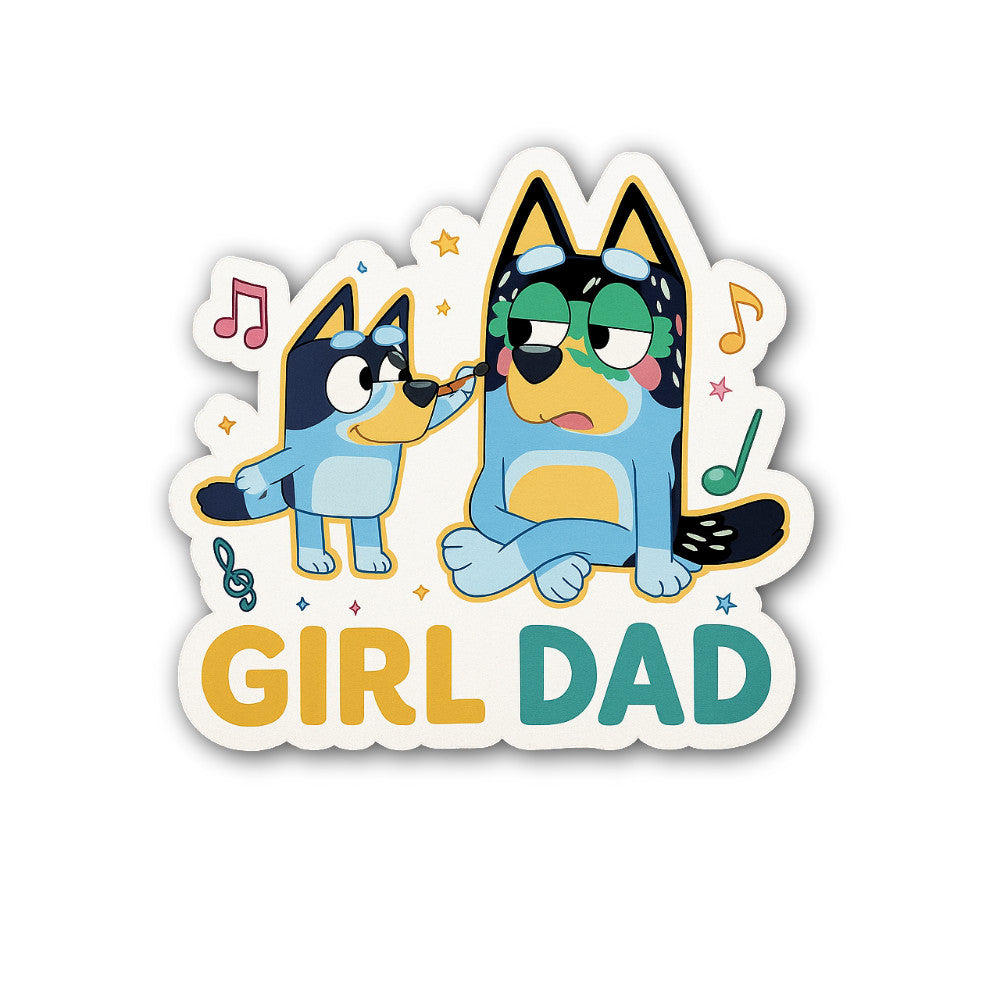 GIRL DAD Sticker, Waterproof Vinyl Decal Sticker Indoor Or Outdoor 2 (Pieces) 3" and 5"