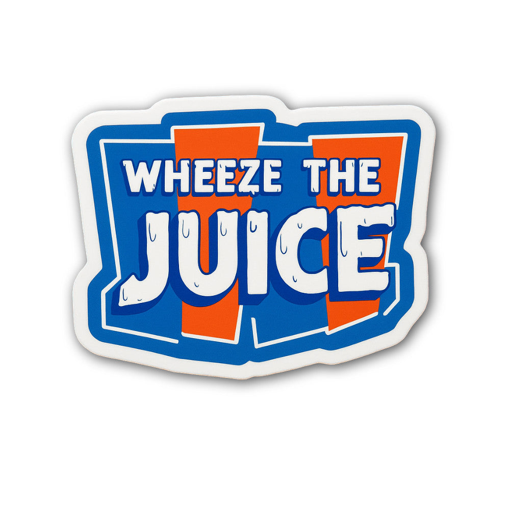 WHEEZE THE JUICE Sticker, Waterproof Vinyl Decal Sticker Indoor Or Outdoor 2 (Pieces) 3" and 5"