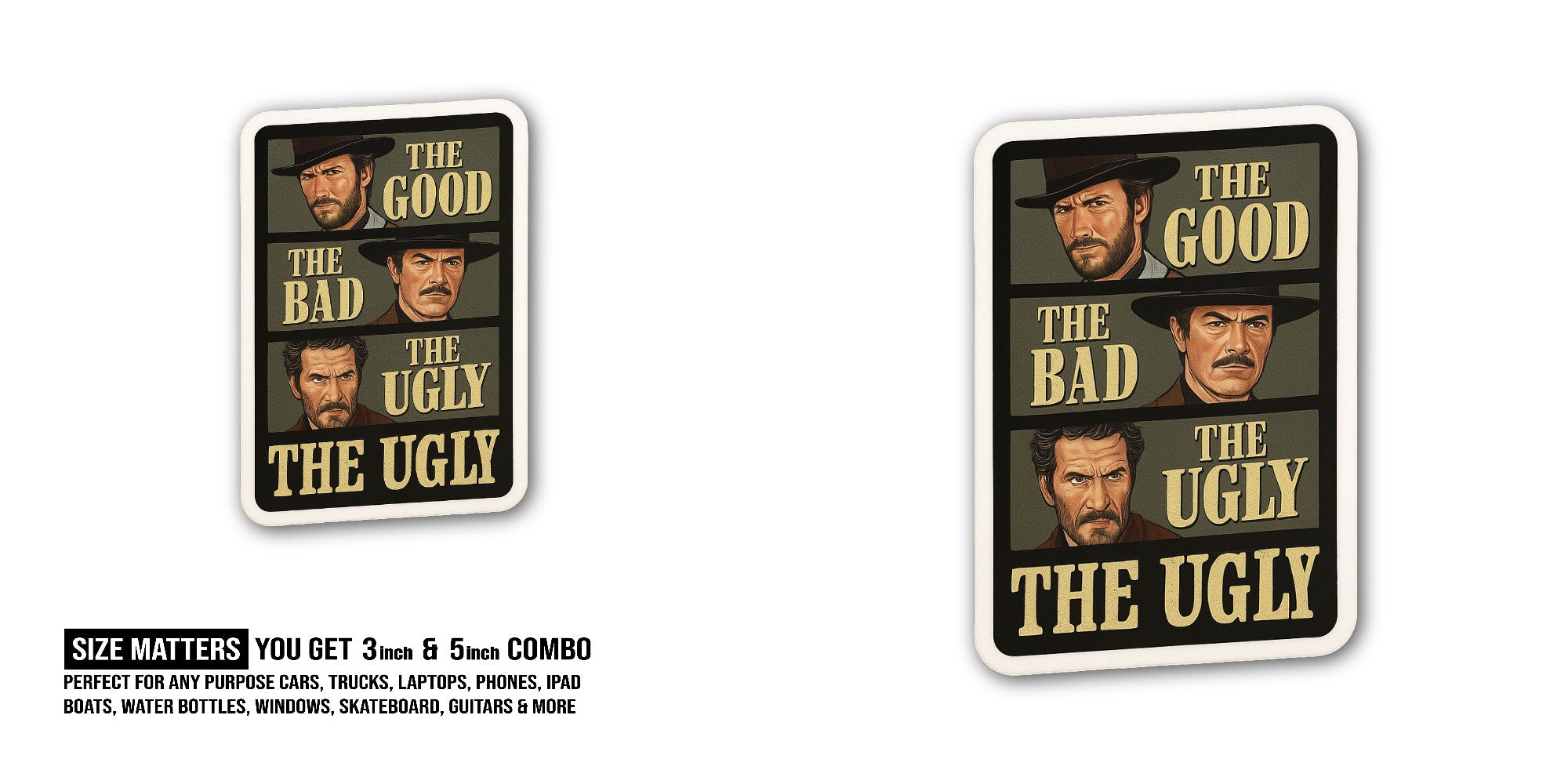 THE UGLY Sticker, Waterproof Vinyl Decal Sticker Indoor Or Outdoor 2 (Pieces) 3" and 5"