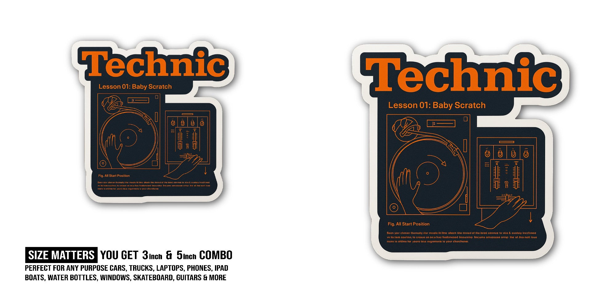 Technic Sticker, Waterproof Vinyl Decal Sticker Indoor Or Outdoor 2 (Pieces) 3" and 5"