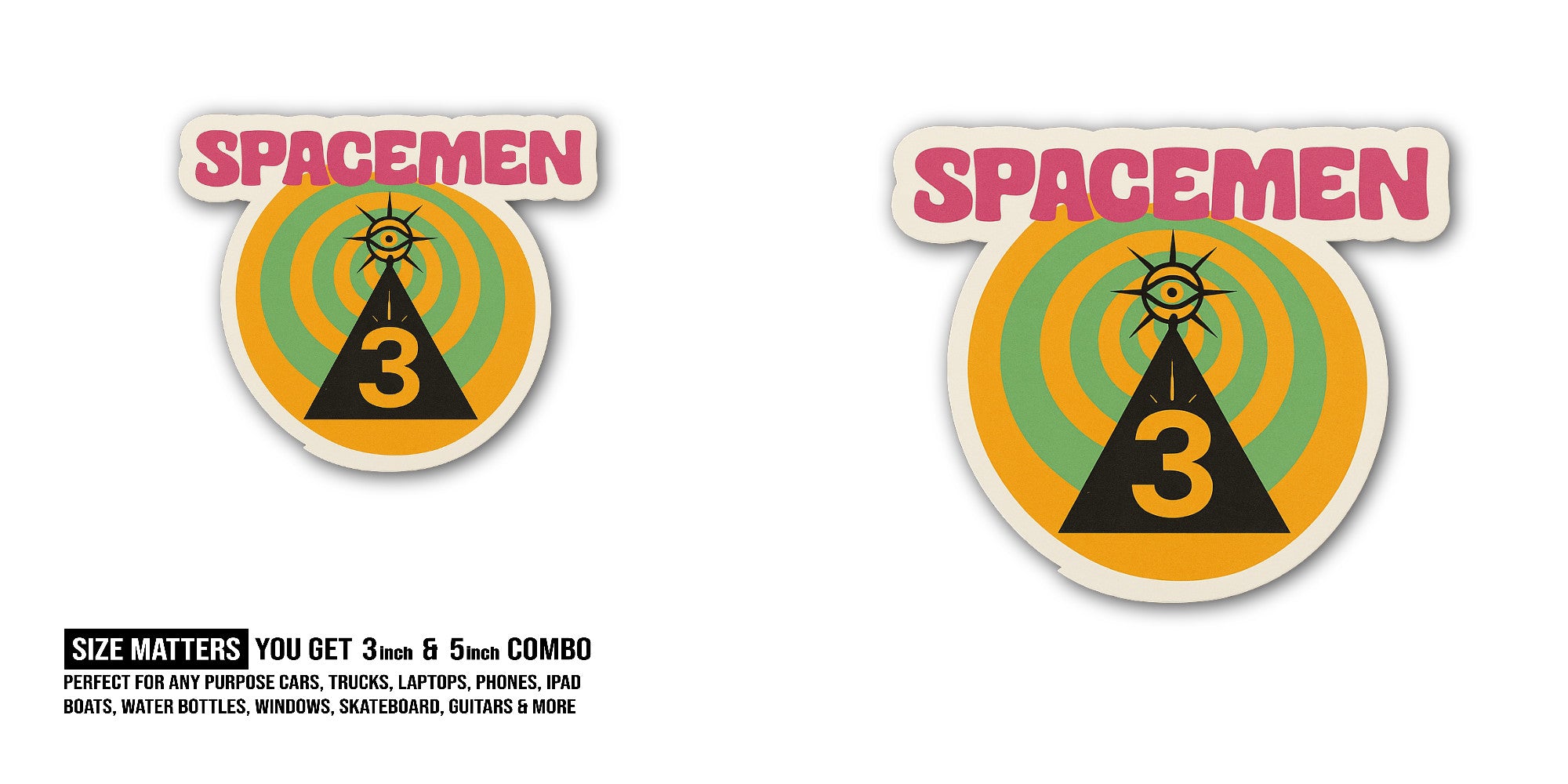 SPACEMEN Sticker, Waterproof Vinyl Decal Sticker Indoor Or Outdoor 2 (Pieces) 3" and 5"