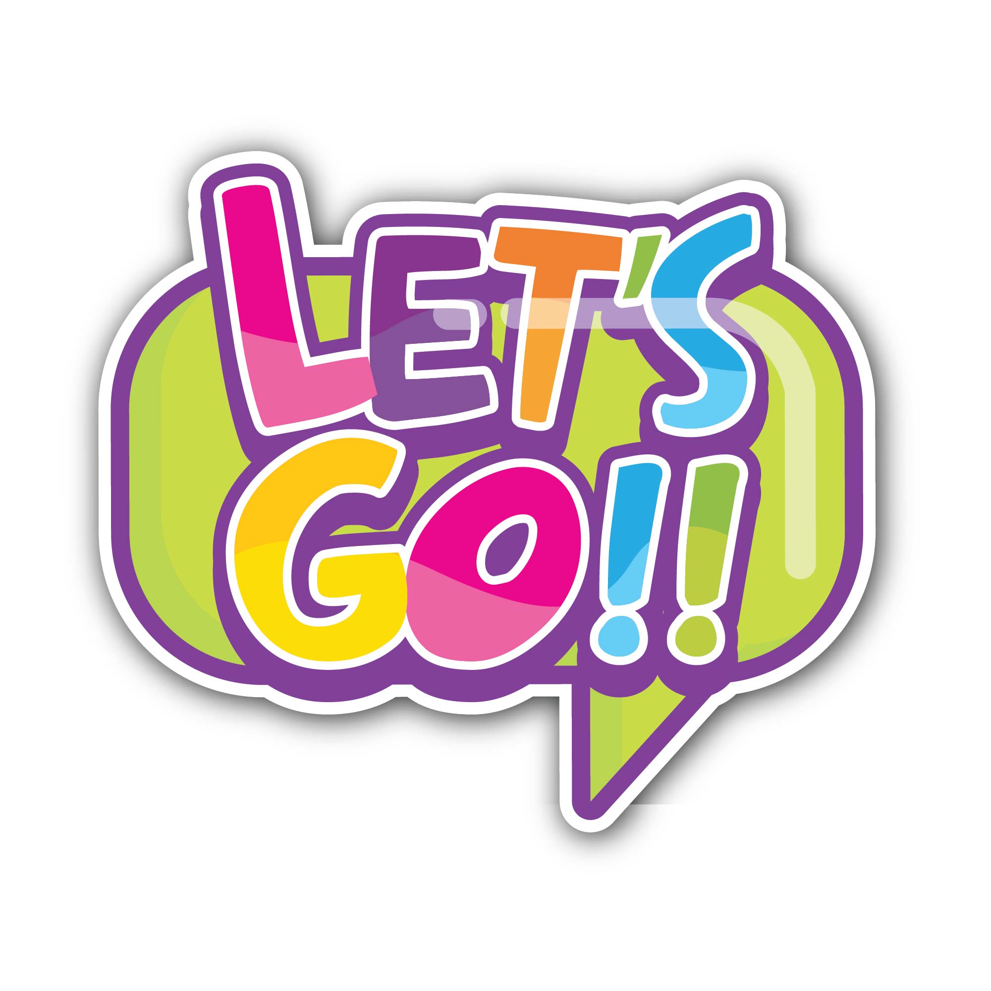 Let's Go Balloon Talk Sticker, Waterproof Vinyl Decal Sticker Indoor Or Outdoor 2 (Pieces) 3" and 5"
