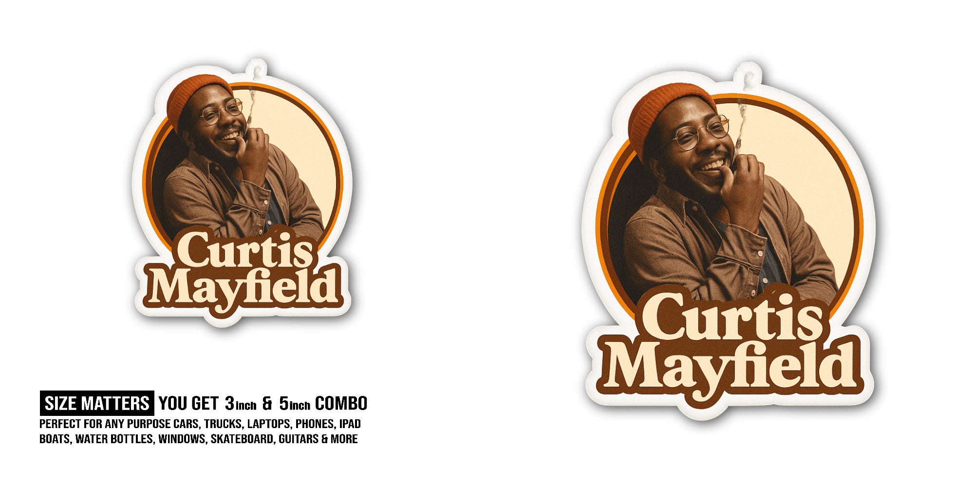Curtis M@ayfield Sticker, Waterproof Vinyl Decal Sticker Indoor Or Outdoor 2 (Pieces) 3" and 5"