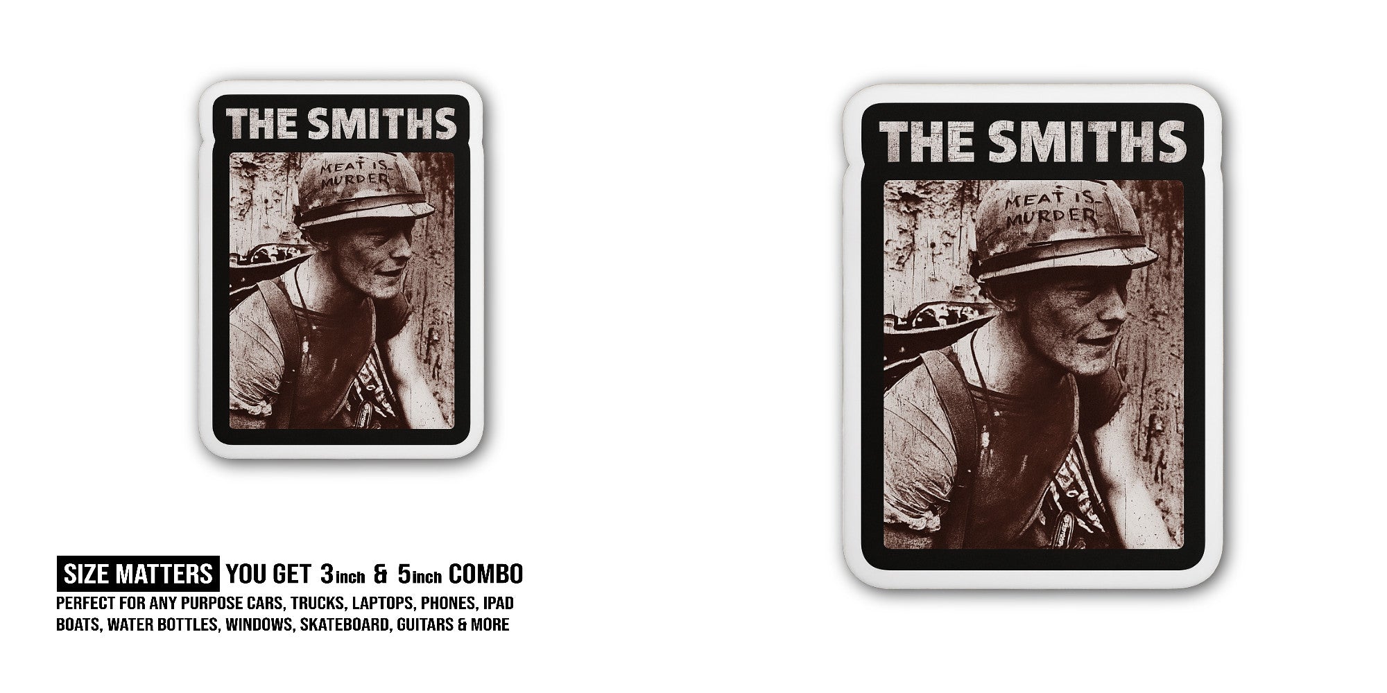 The Meat is Murder Soldier Sticker, Waterproof Vinyl Decal Sticker Indoor Or Outdoor 2 (Pieces) 3" and 5"
