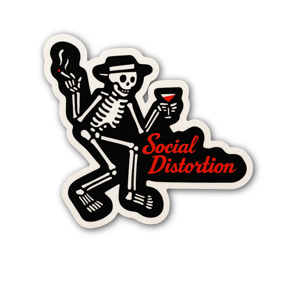Social Distortion Skull Sticker, Waterproof Vinyl Decal Sticker Indoor Or Outdoor 2 (Pieces) 3" and 5"