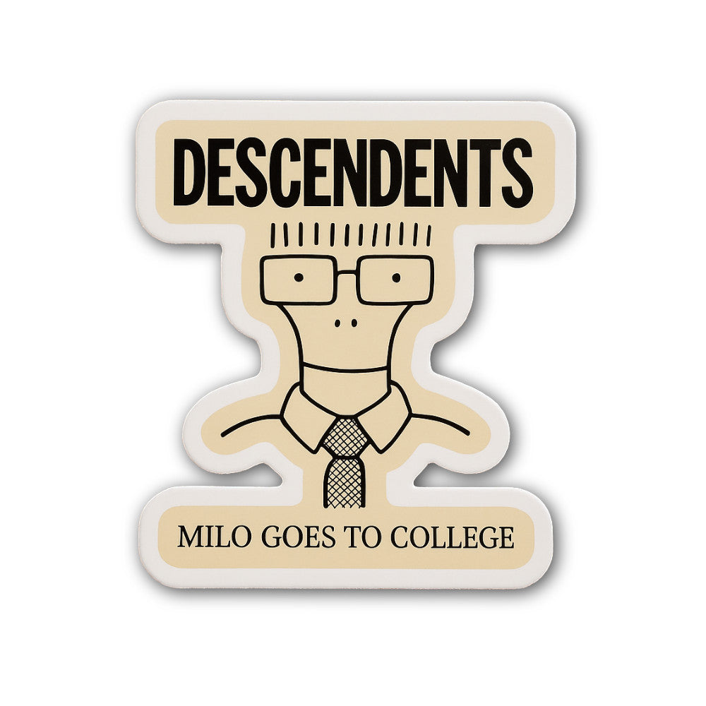 Descendents Milo GOES to College Sticker, Waterproof Vinyl Decal Sticker Indoor Or Outdoor 2 (Pieces) 3" and 5"