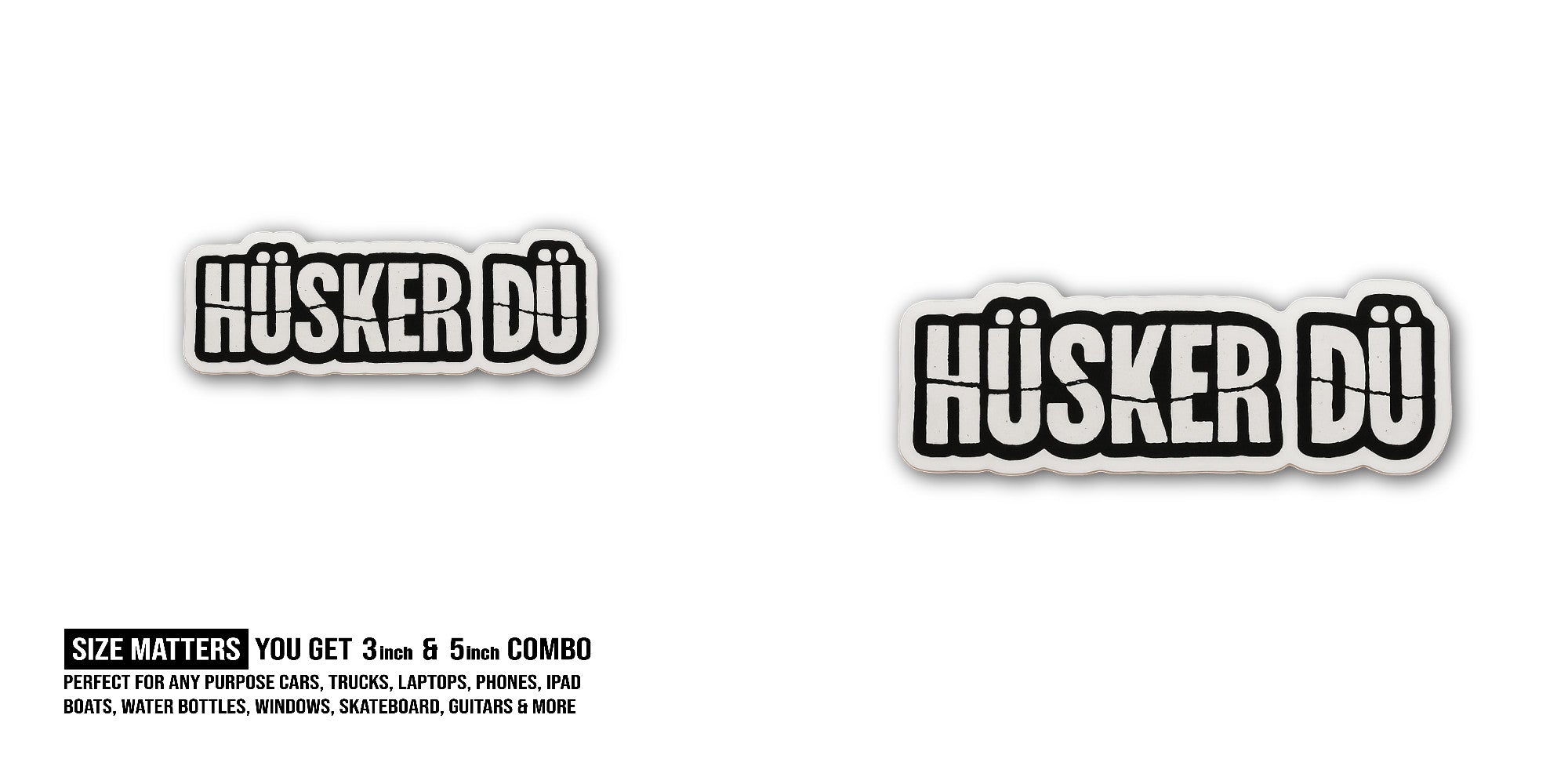 Husker Du Band Sticker, Waterproof Vinyl Decal Sticker Indoor Or Outdoor 2 (Pieces) 3" and 5"