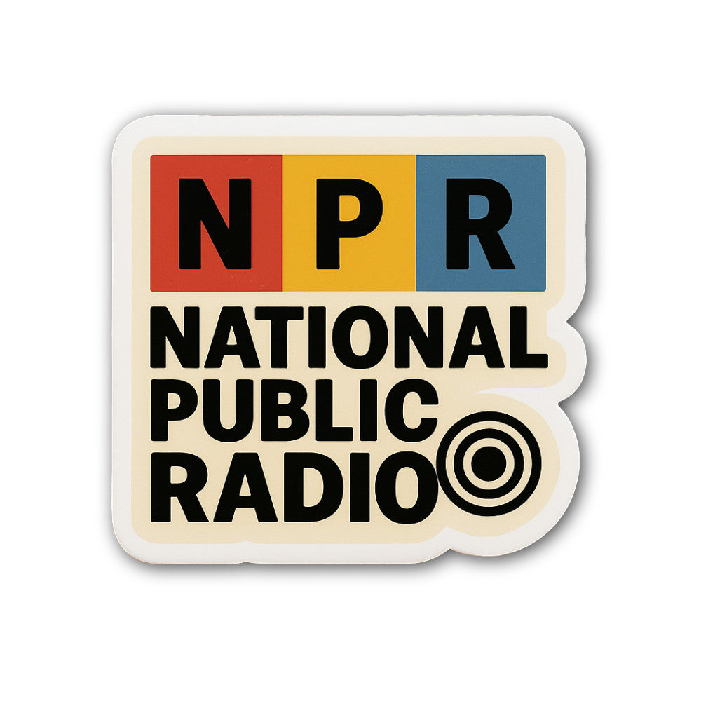 NPR National Public Radio Sticker, Waterproof Vinyl Decal Sticker Indoor Or Outdoor 2 (Pieces) 3" and 5"