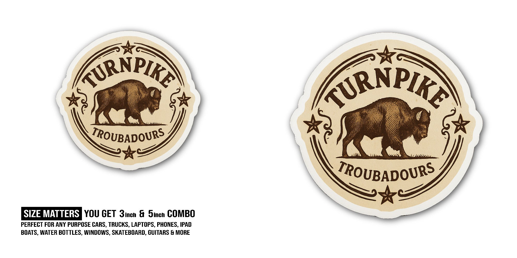 Turnpike TR0UBAD0URS Sticker, Waterproof Vinyl Decal Sticker Indoor Or Outdoor 2 (Pieces) 3" and 5"