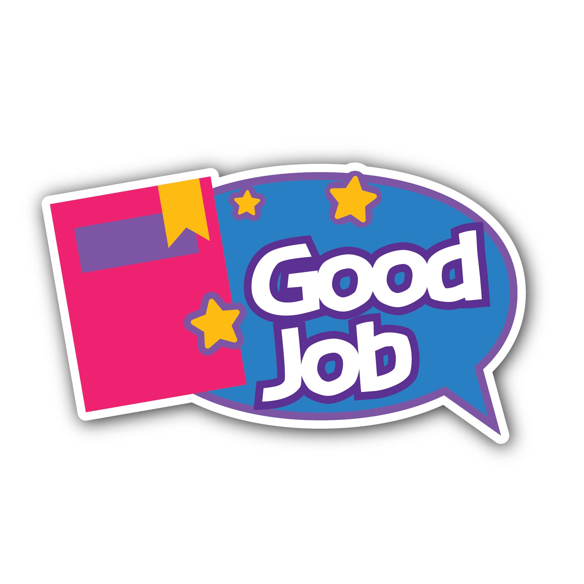 Book and Good Job Balloon Talk Sticker, Waterproof Vinyl Decal Sticker Indoor Or Outdoor 2 (Pieces) 3" and 5"