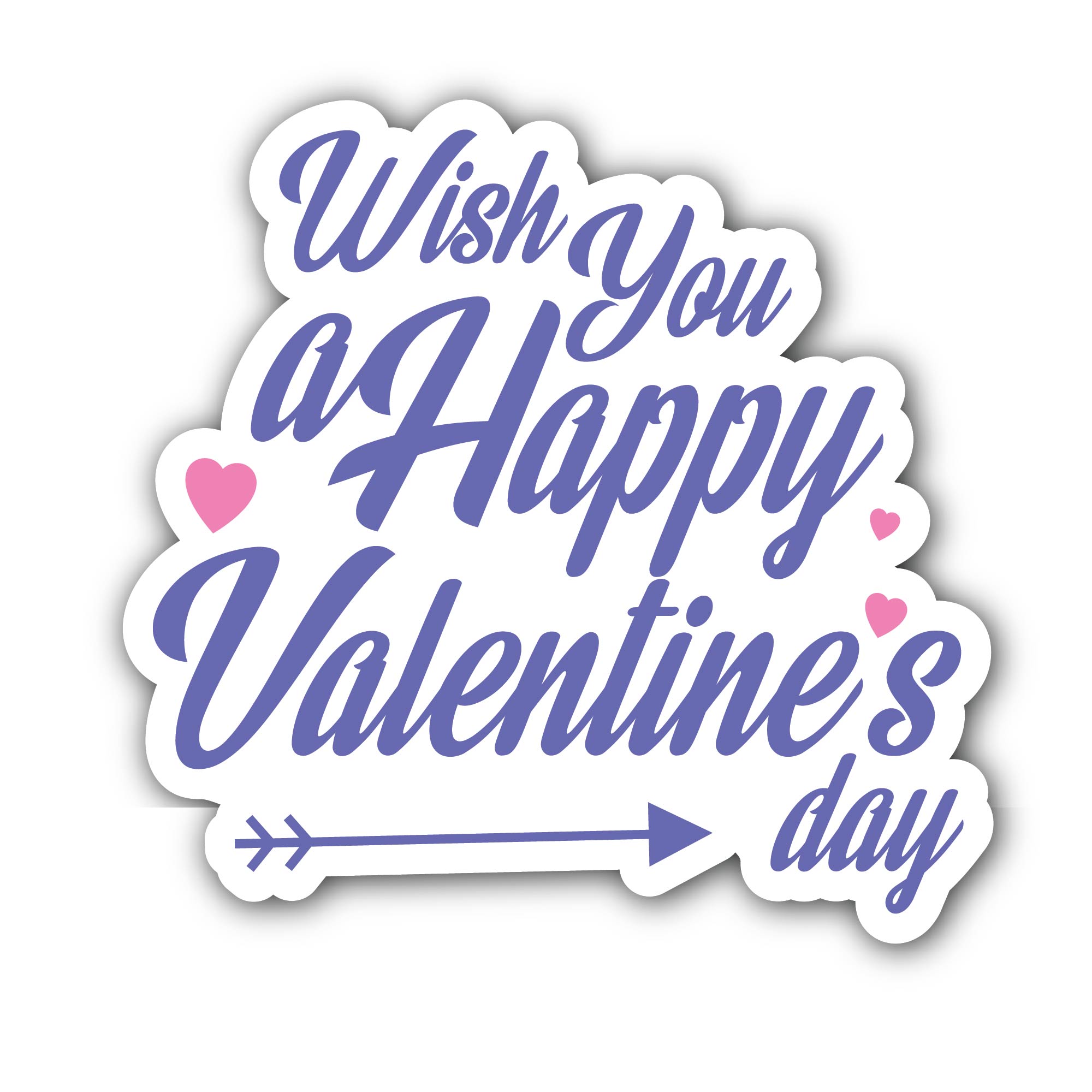 Happy Valentine's Day Sticker, Waterproof Vinyl Decal Sticker Indoor Or Outdoor 2 (Pieces) 3" and 5"
