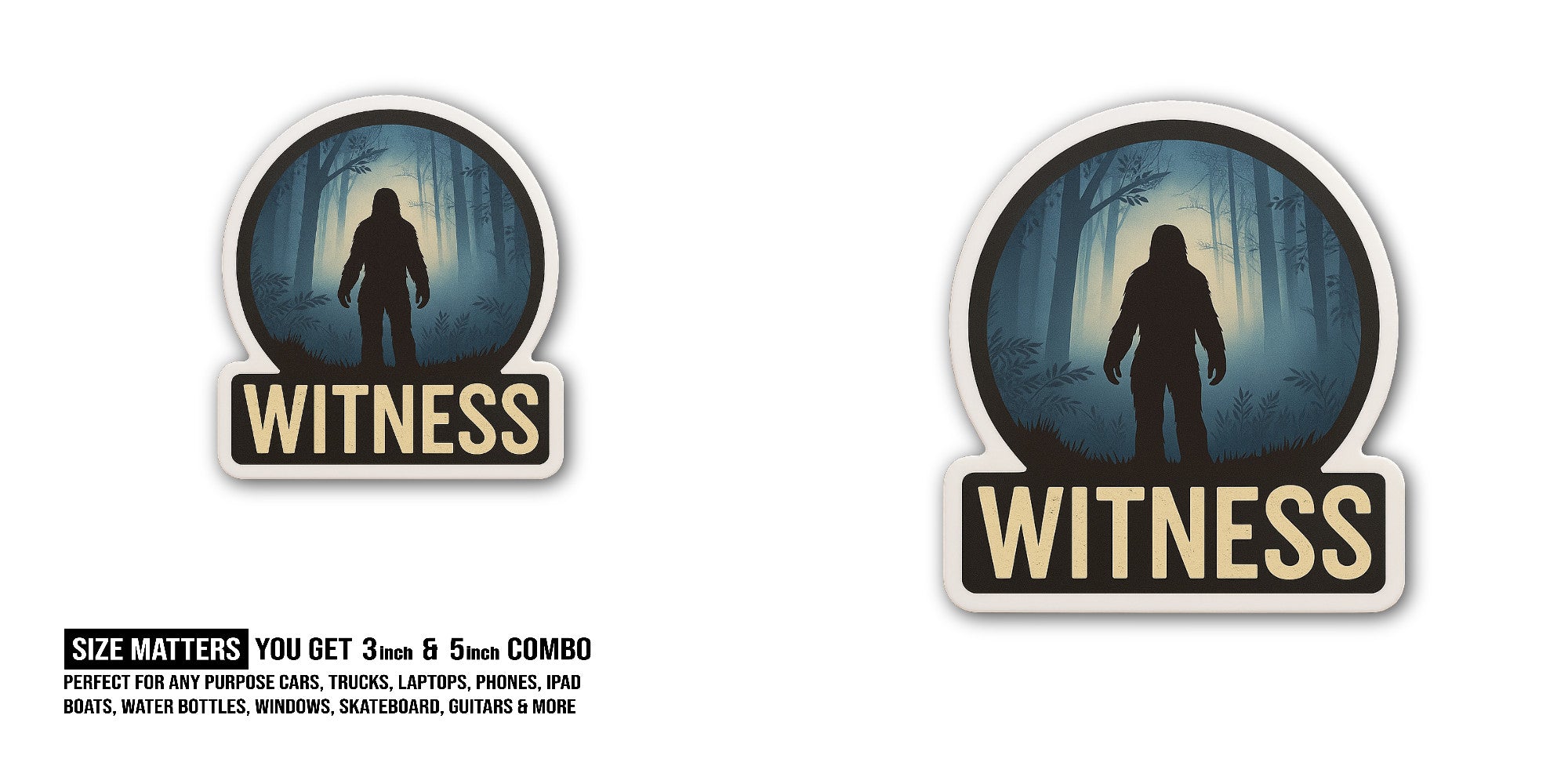 WITN@SS Sticker, Waterproof Vinyl Decal Sticker Indoor Or Outdoor 2 (Pieces) 3" and 5"