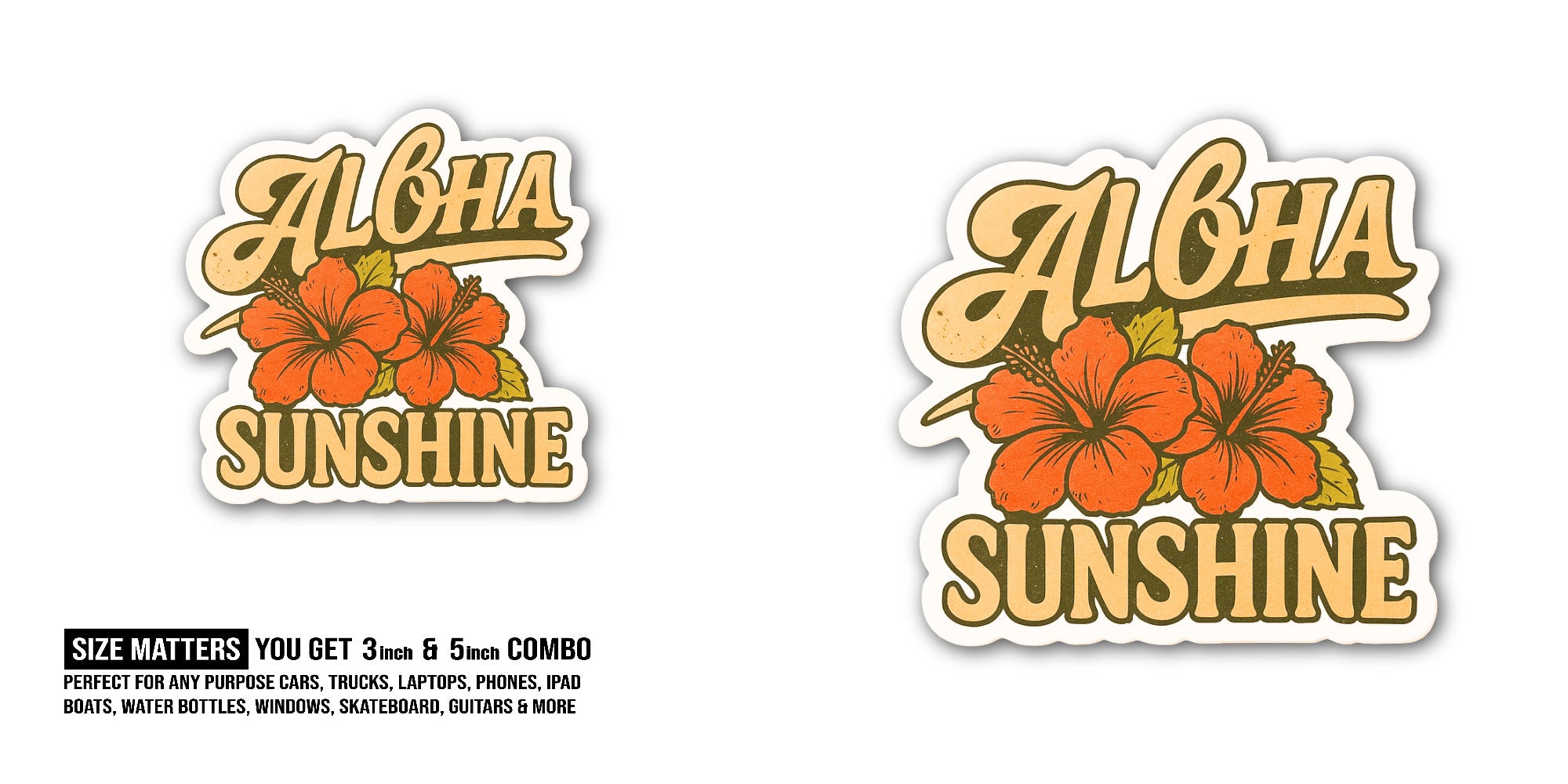 Sunshine Sticker, Waterproof Vinyl Decal Sticker Indoor Or Outdoor 2 (Pieces) 3" and 5"