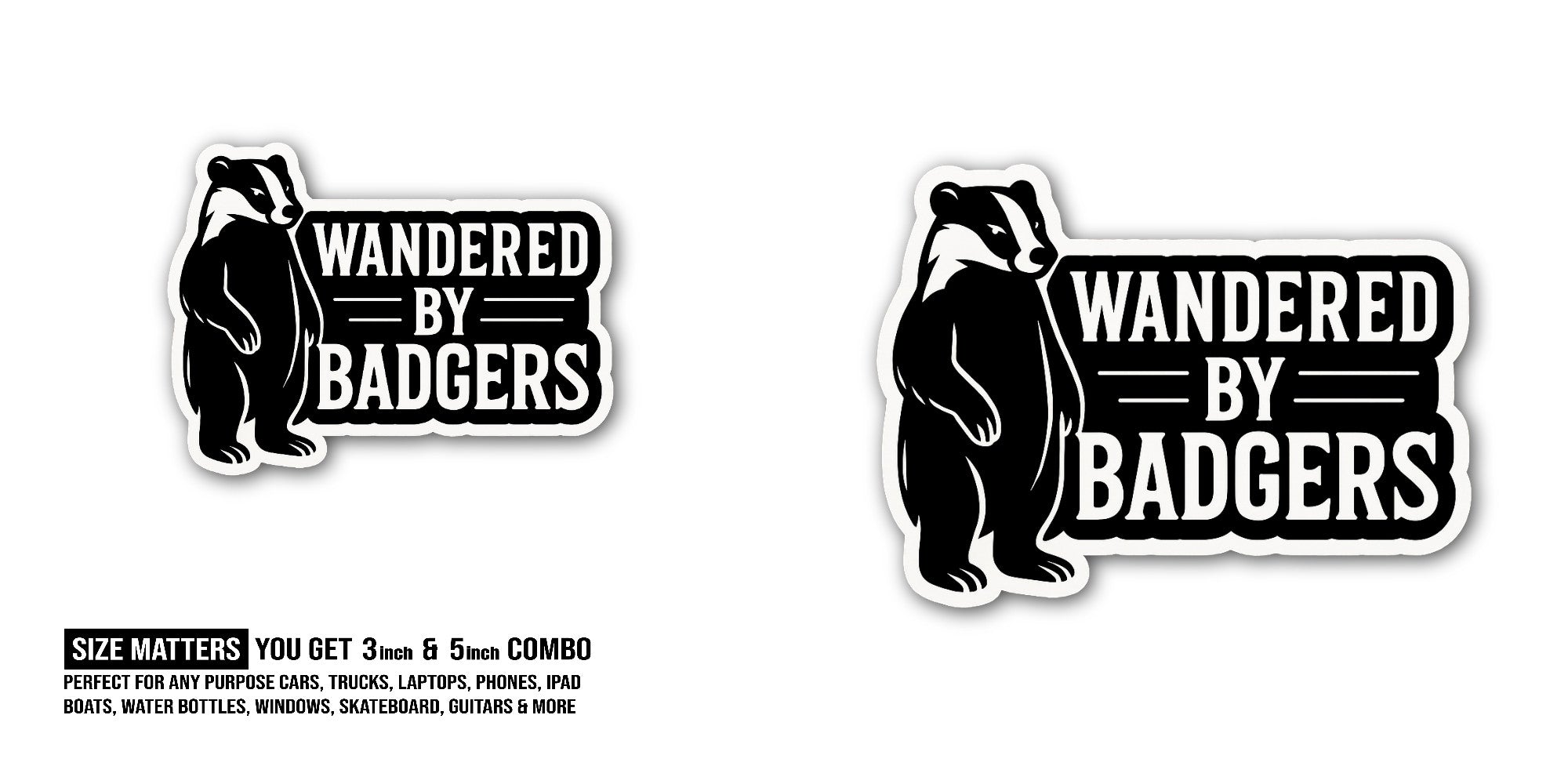 WANDERED Sticker, Waterproof Vinyl Decal Sticker Indoor Or Outdoor 2 (Pieces) 3" and 5"