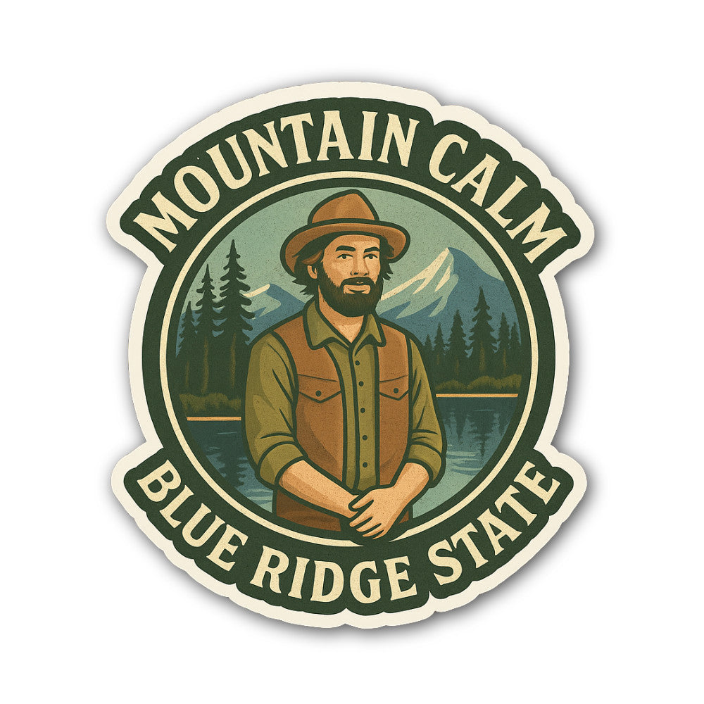 Mountain Calm Blue Ridge State Sticker, Waterproof Vinyl Decal Sticker Indoor Or Outdoor 2 (Pieces) 3" and 5"