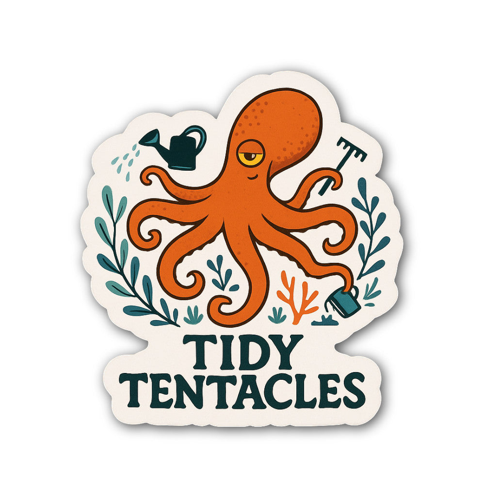 Tidy Tentacles Sticker, Waterproof Vinyl Decal Sticker Indoor Or Outdoor 2 (Pieces) 3" and 5"