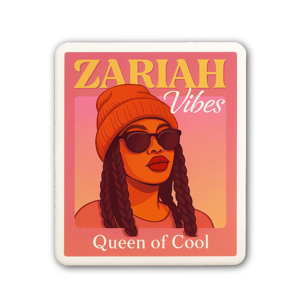 Zariah Vibes Queen of Cool Sticker, Waterproof Vinyl Decal Sticker Indoor Or Outdoor 2 (Pieces) 3" and 5"