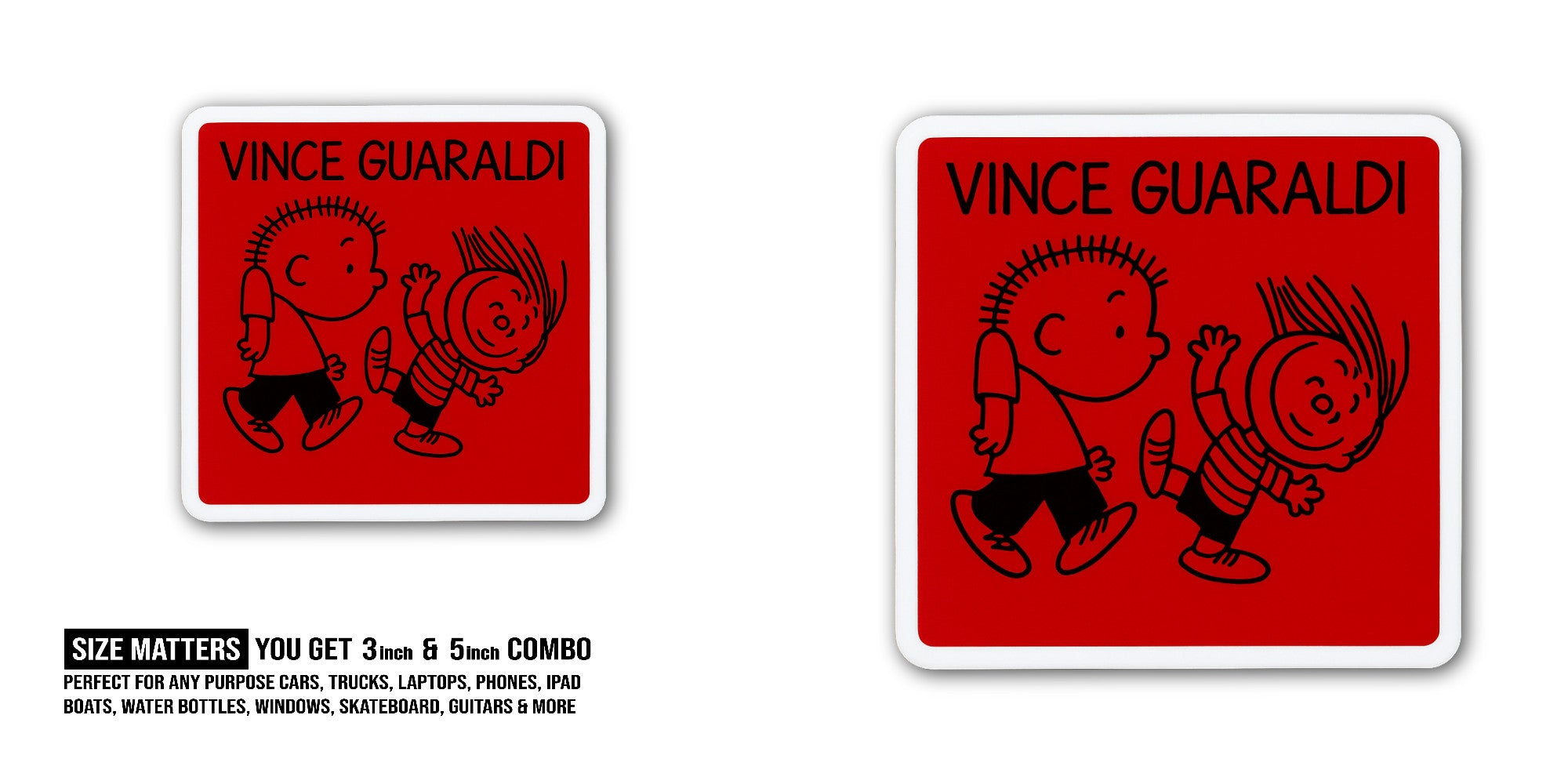 Vince Guaraldi Sticker, Waterproof Vinyl Decal Sticker Indoor Or Outdoor 2 (Pieces) 3" and 5"