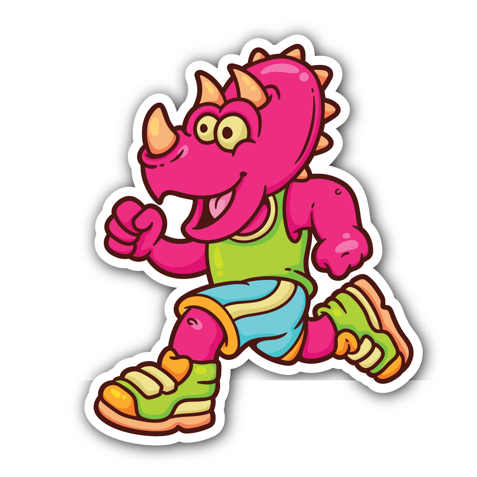 Dinosaur Running Sticker, Waterproof Vinyl Decal Sticker Indoor Or Outdoor 2 (Pieces) 3" and 5"