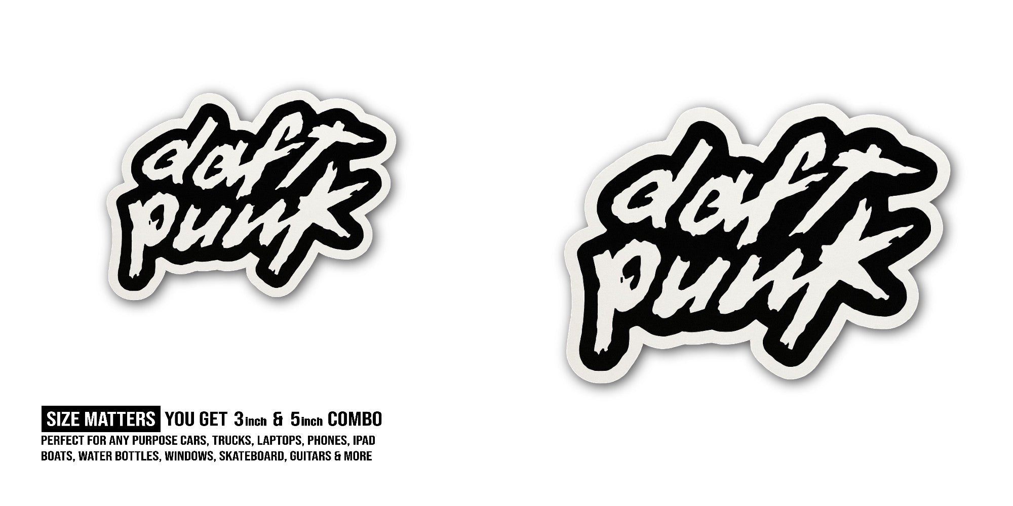 Daft Punk Sticker, Waterproof Vinyl Decal Sticker Indoor Or Outdoor 2 (Pieces) 3" and 5"