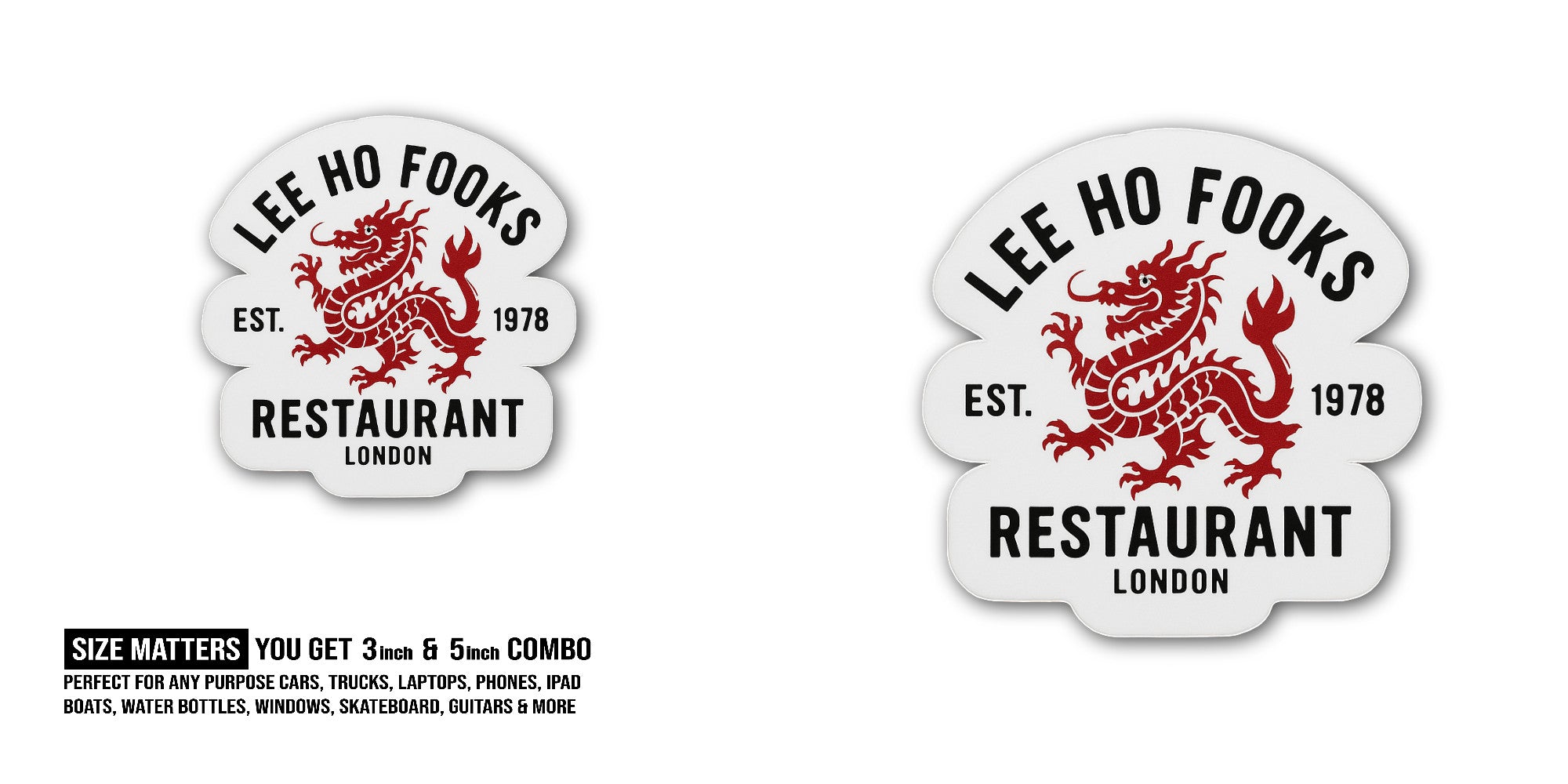 Lee Ho Fooks Restaurant London Sticker, Waterproof Vinyl Decal Sticker Indoor Or Outdoor 2 (Pieces) 3" and 5"