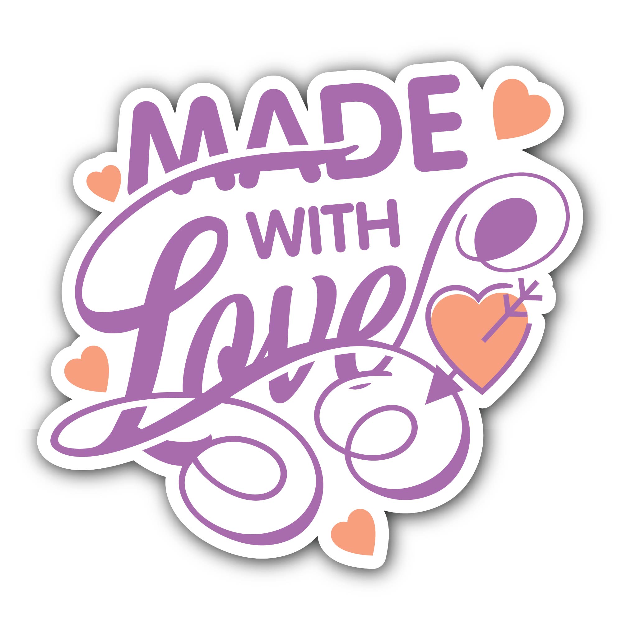 Made with Love Sticker, Waterproof Vinyl Decal Sticker Indoor Or Outdoor 2 (Pieces) 3" and 5"