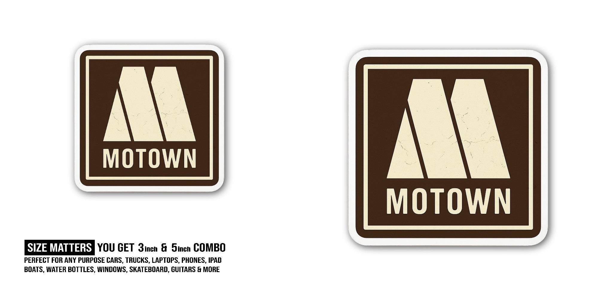 M0TOWN Sticker, Waterproof Vinyl Decal Sticker Indoor Or Outdoor 2 (Pieces) 3" and 5"