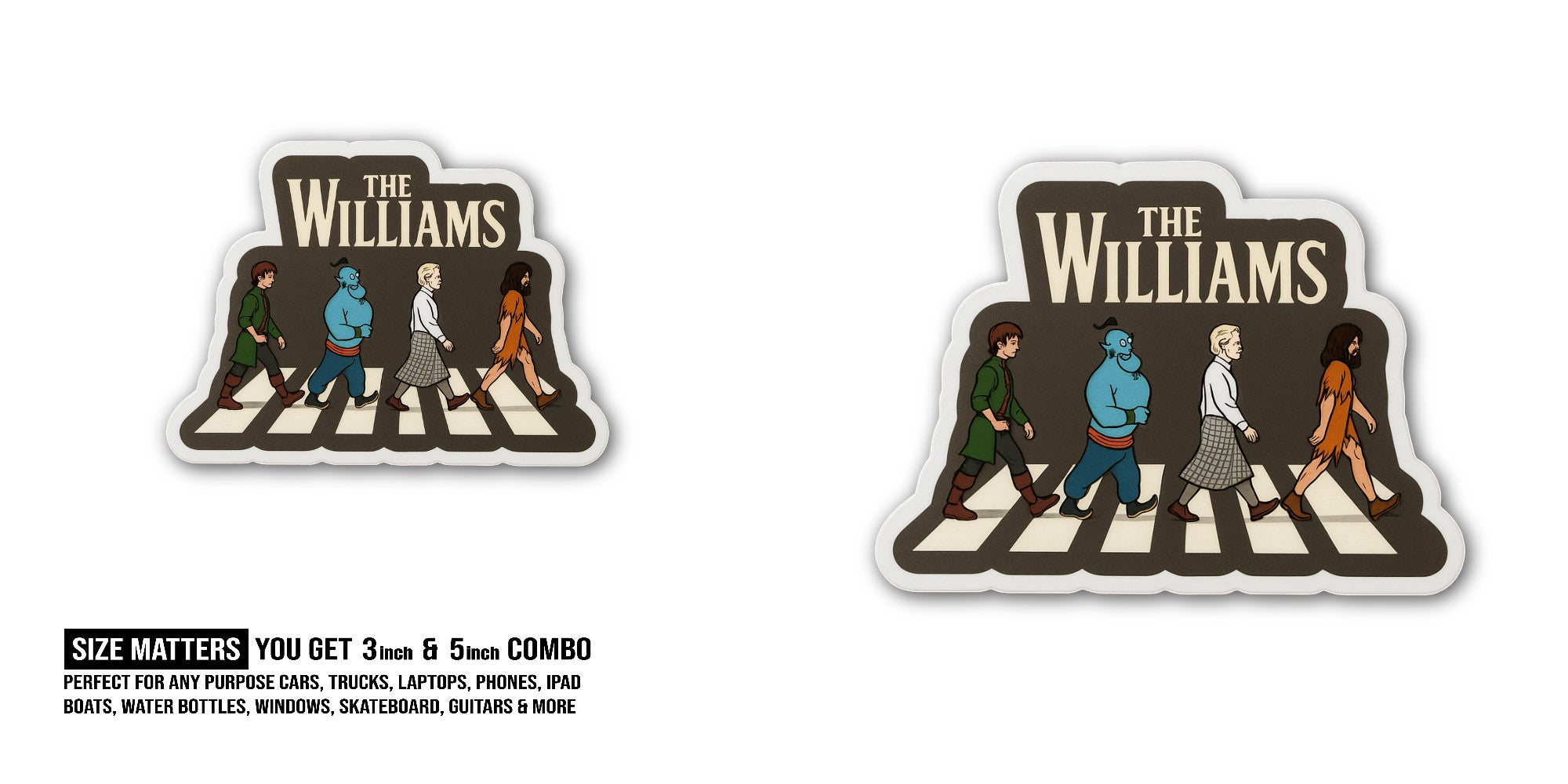 The W@illiams Sticker, Waterproof Vinyl Decal Sticker Indoor Or Outdoor 2 (Pieces) 3" and 5"