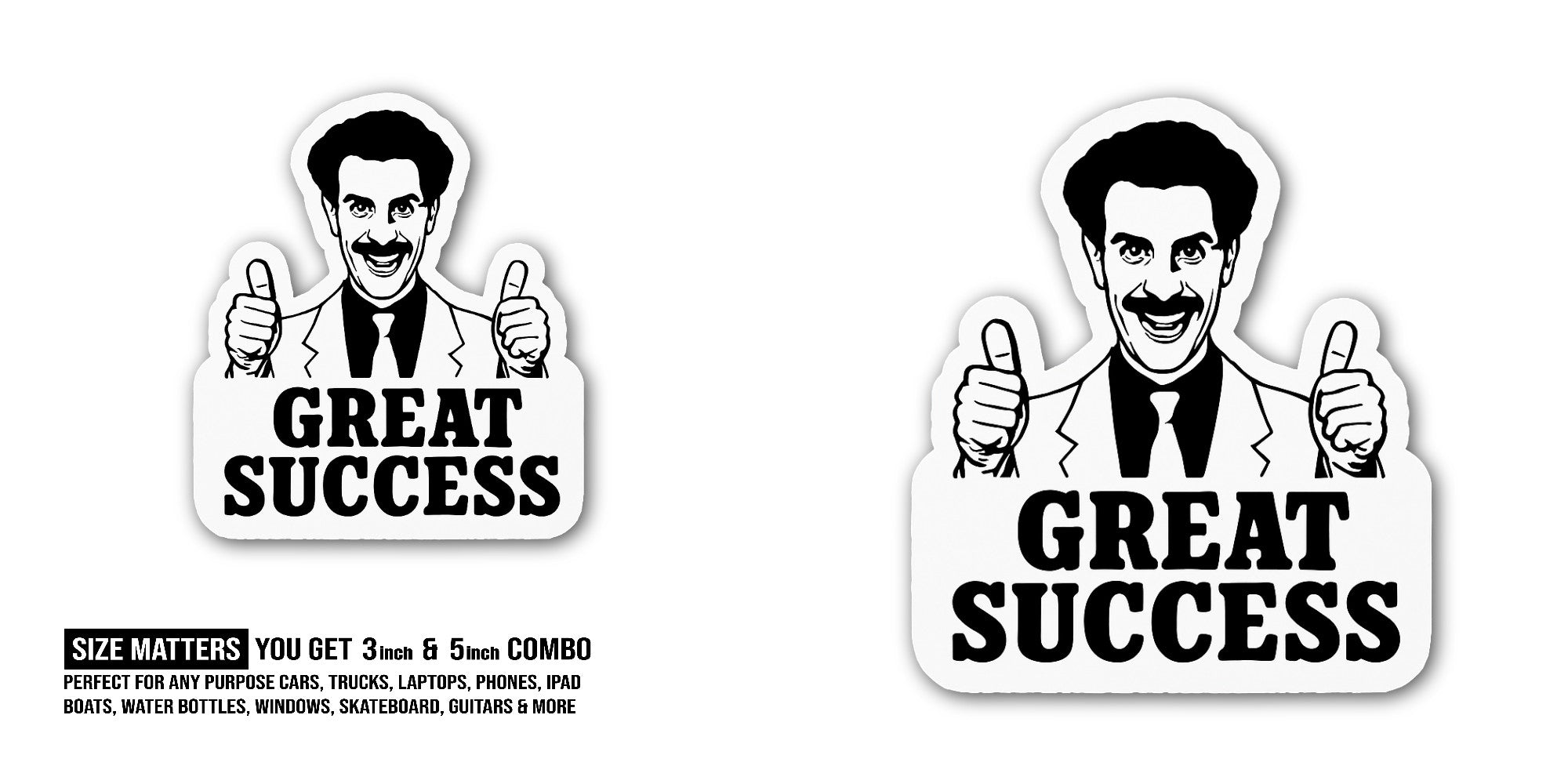 G@REAT Success Sticker, Waterproof Vinyl Decal Sticker Indoor Or Outdoor 2 (Pieces) 3" and 5"