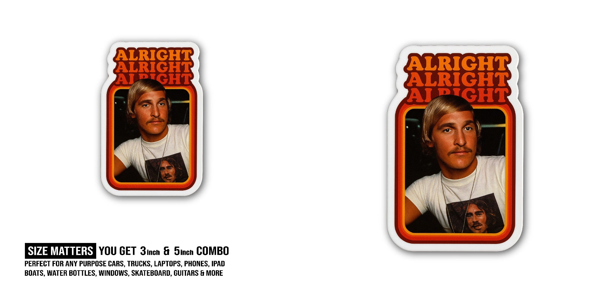 A@LRIGHT Sticker, Waterproof Vinyl Decal Sticker Indoor Or Outdoor 2 (Pieces) 3" and 5"