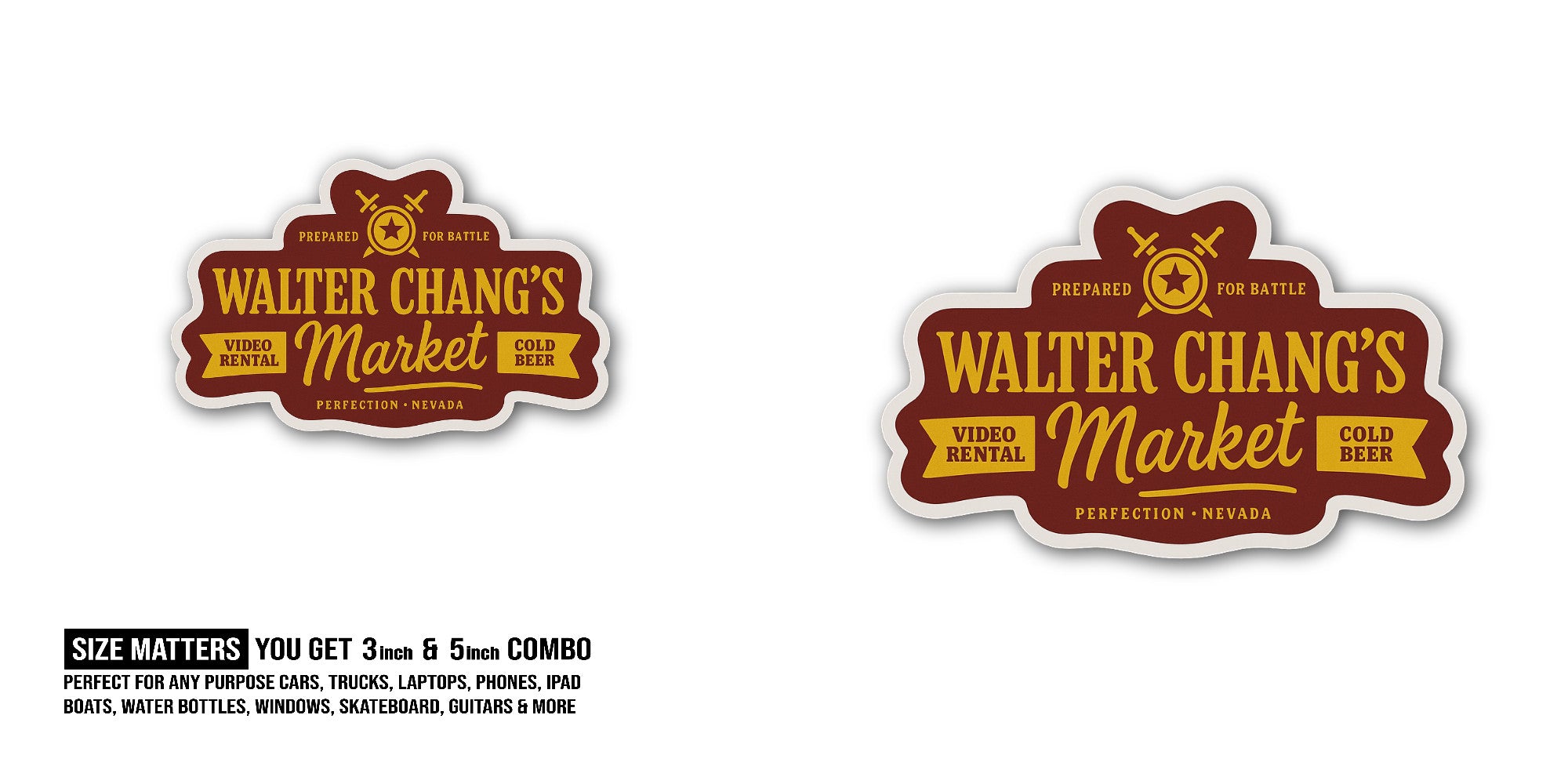 Walter Chang's Market Sticker, Waterproof Vinyl Decal Sticker Indoor Or Outdoor 2 (Pieces) 3" and 5"