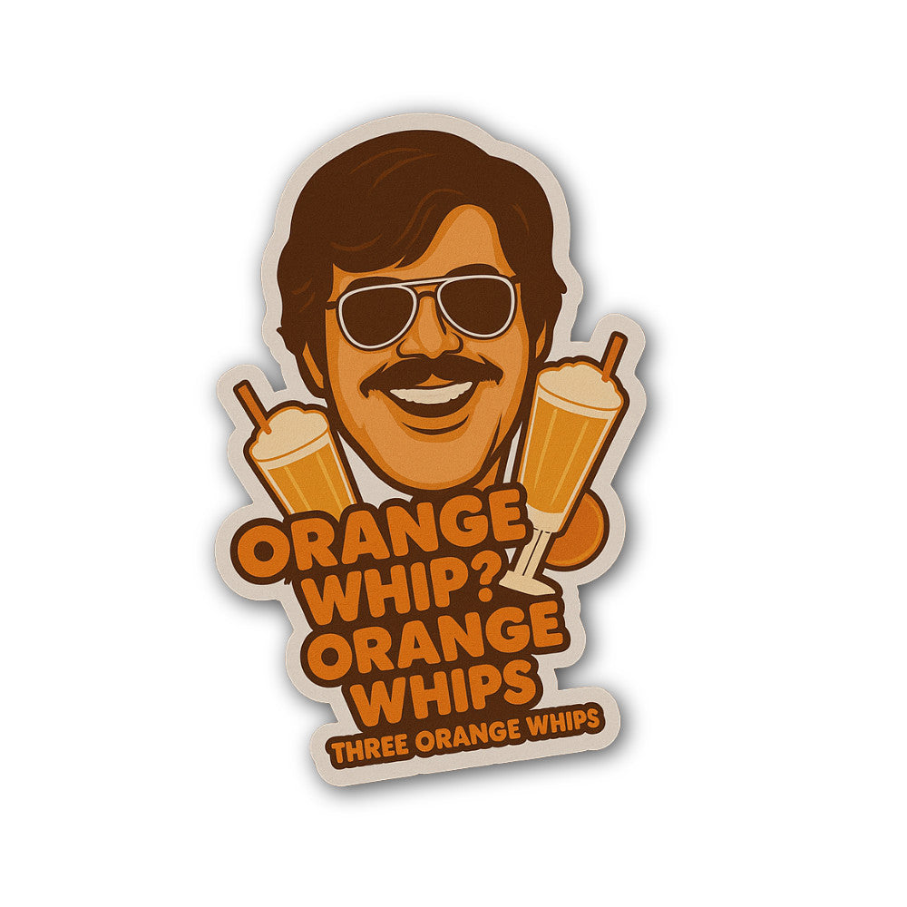 Orange Whips Three Orange Whips Sticker, Waterproof Vinyl Decal Sticker Indoor Or Outdoor 2 (Pieces) 3" and 5"