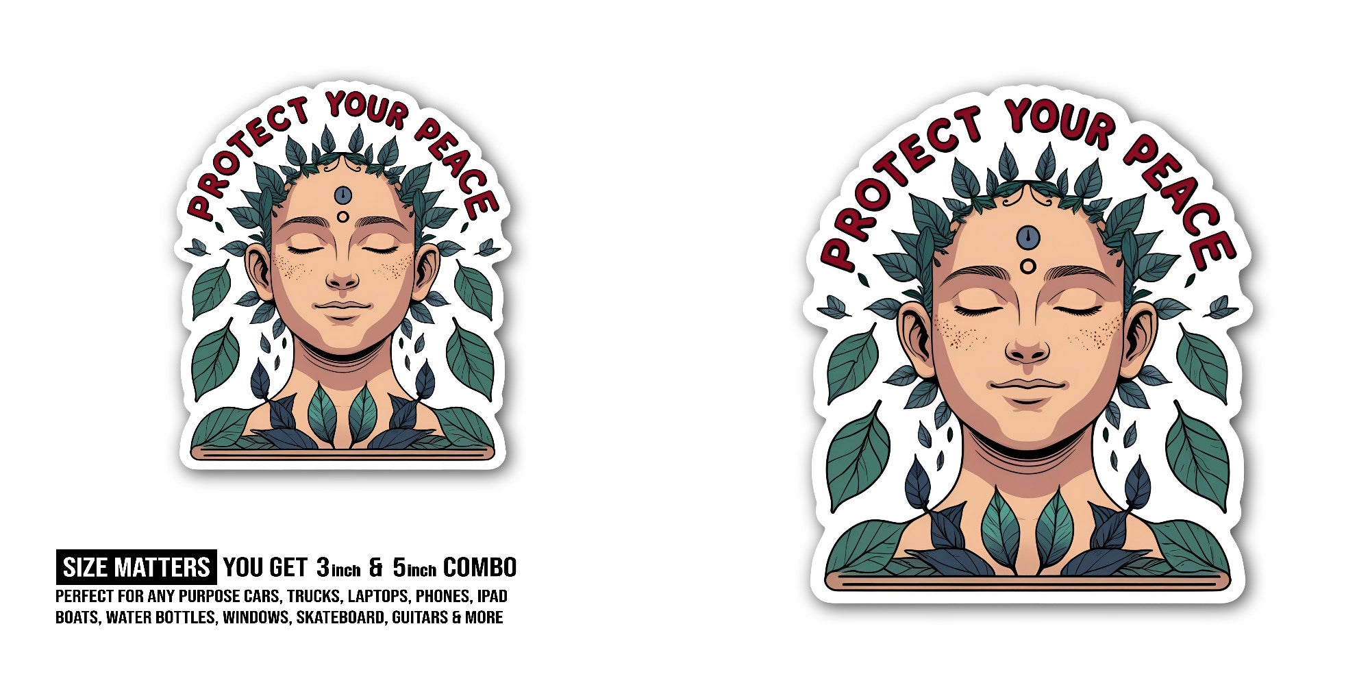 PR0TECT Y0UR Peace Sticker, Waterproof Vinyl Decal Sticker Indoor Or Outdoor 2 (Pieces) 3" and 5"