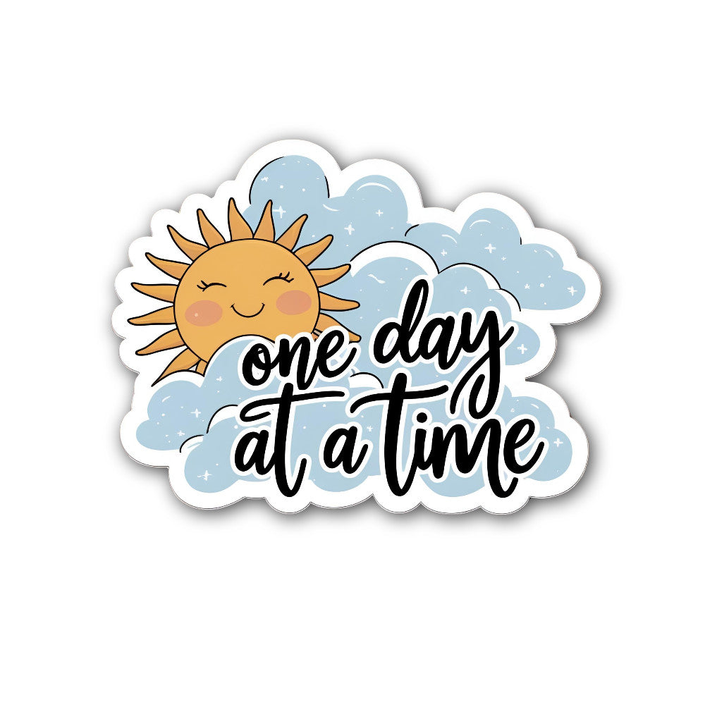 0ne Day at a time Sticker, Waterproof Vinyl Decal Sticker Indoor Or Outdoor 2 (Pieces) 3" and 5"