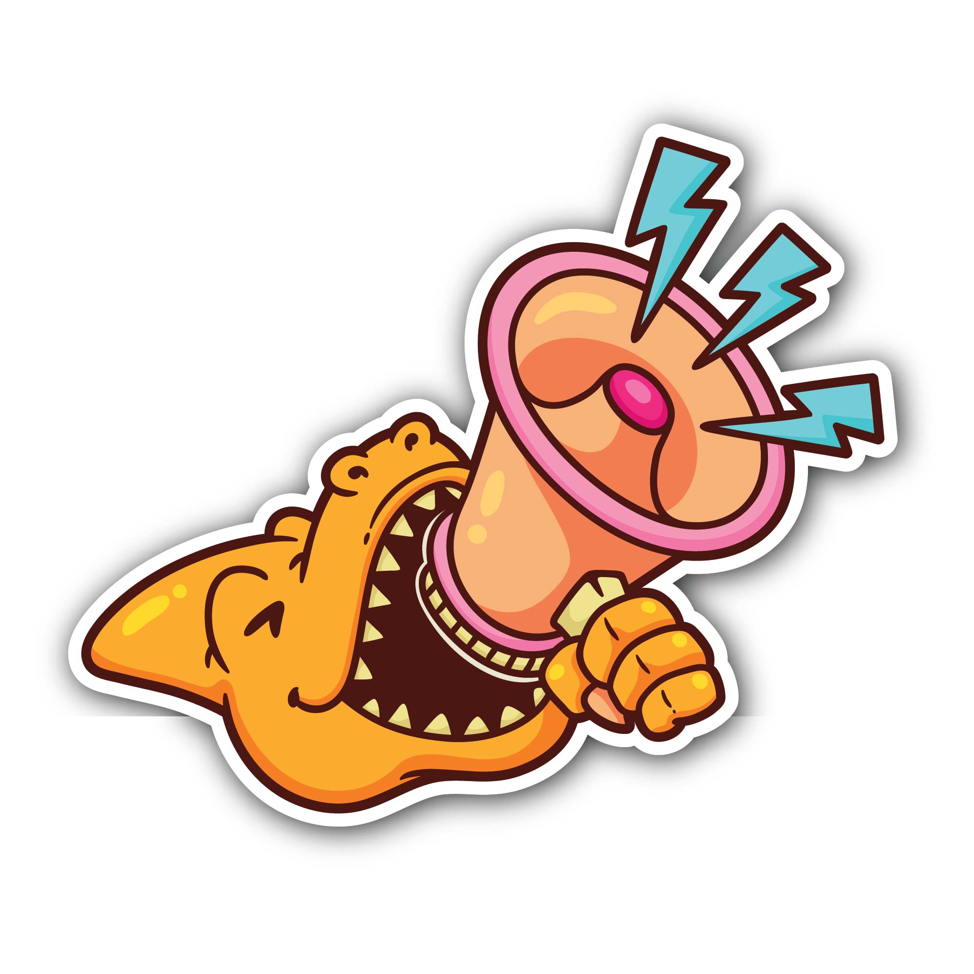 Dinosaur with Speaker Sticker, Waterproof Vinyl Decal Sticker Indoor Or Outdoor 2 (Pieces) 3" and 5"