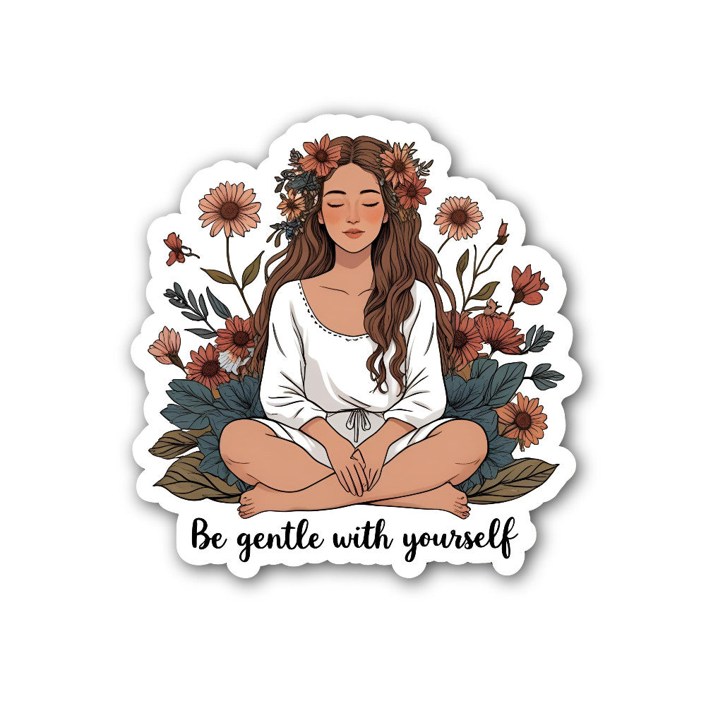 Be Gentle with Yourself Sticker, Waterproof Vinyl Decal Sticker Indoor Or Outdoor 2 (Pieces) 3" and 5"