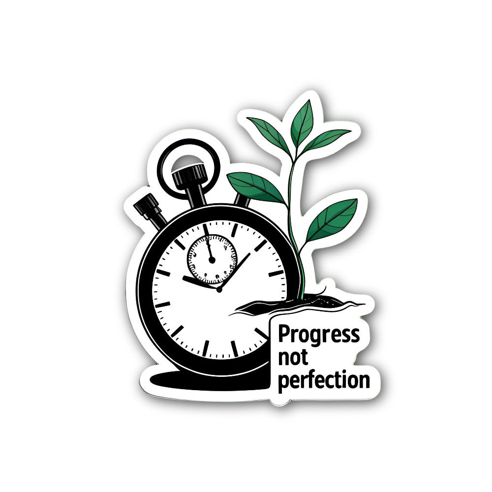 Pr0gress not Perfection Sticker, Waterproof Vinyl Decal Sticker Indoor Or Outdoor 2 (Pieces) 3" and 5"
