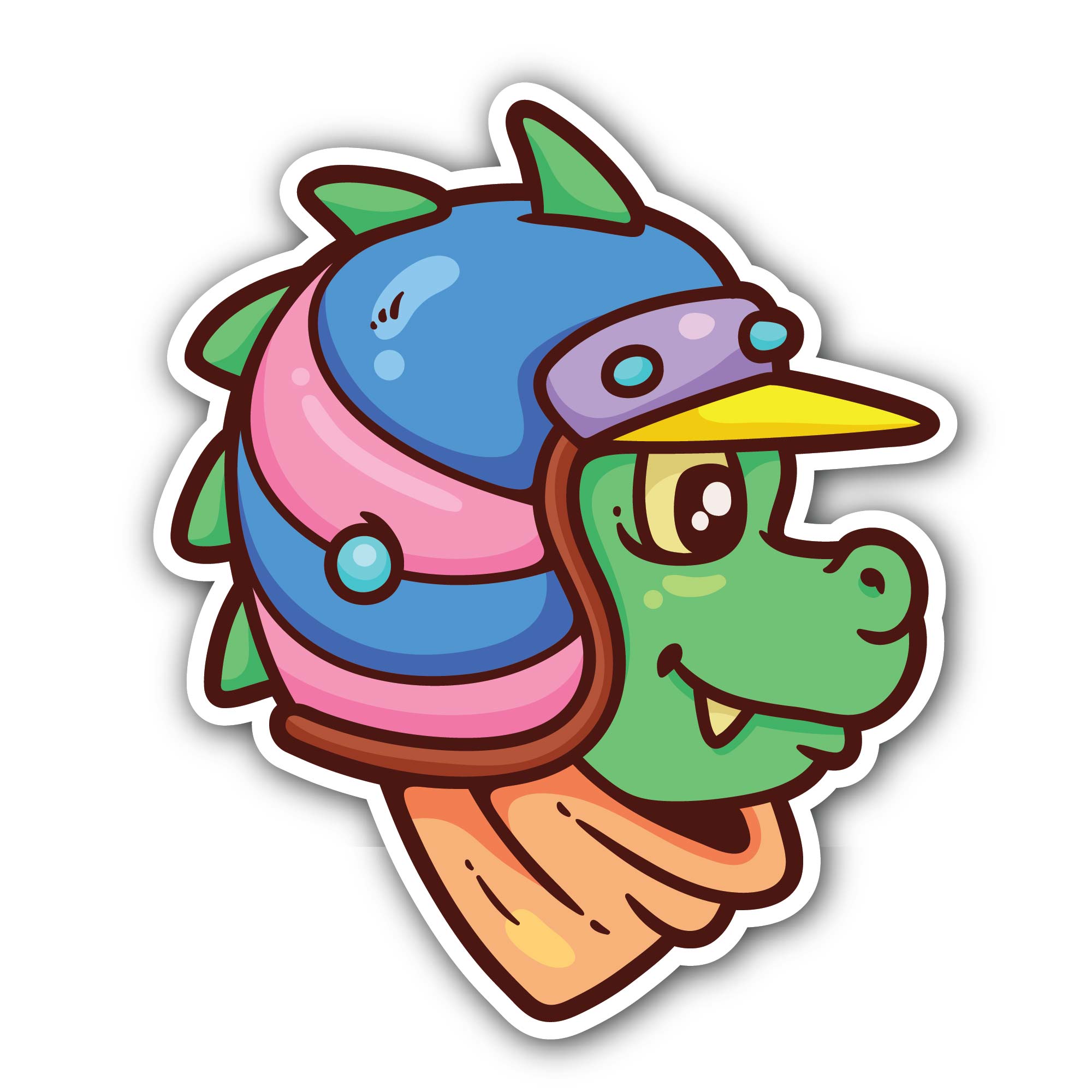 Crocodile with Helmet Sticker, Waterproof Vinyl Decal Sticker Indoor Or Outdoor 2 (Pieces) 3" and 5"