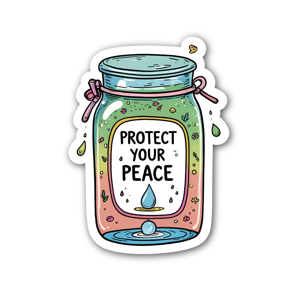 PR0TECT Your Peace Sticker, Waterproof Vinyl Decal Sticker Indoor Or Outdoor 2 (Pieces) 3" and 5"