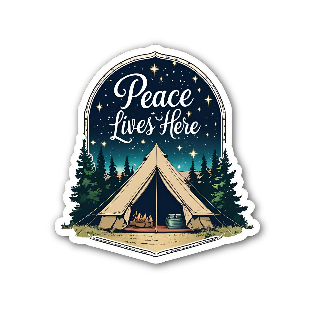 Peace Lives Here Sticker, Waterproof Vinyl Decal Sticker Indoor Or Outdoor 2 (Pieces) 3" and 5"