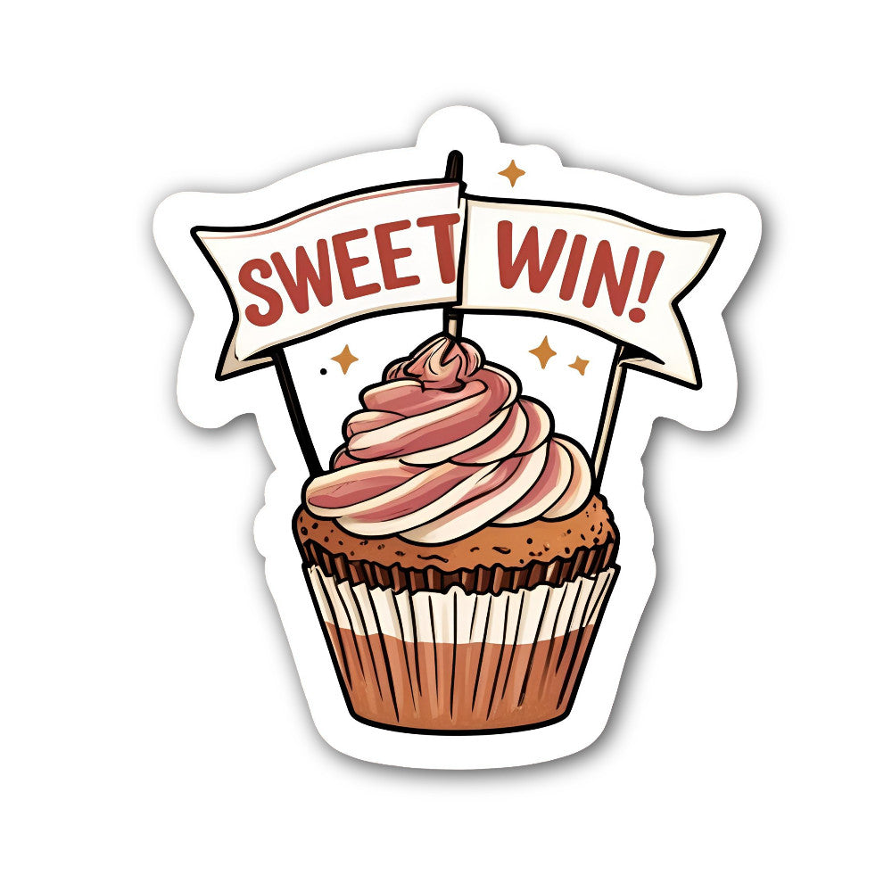 Sweet Win! Sticker, Waterproof Vinyl Decal Sticker Indoor Or Outdoor 2 (Pieces) 3" and 5"