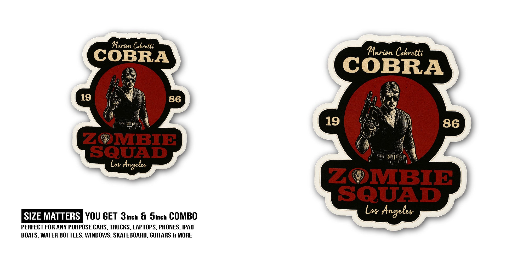 Cobra Zombie Squad Sticker, Waterproof Vinyl Decal Sticker Indoor Or Outdoor 2 (Pieces) 3" and 5"