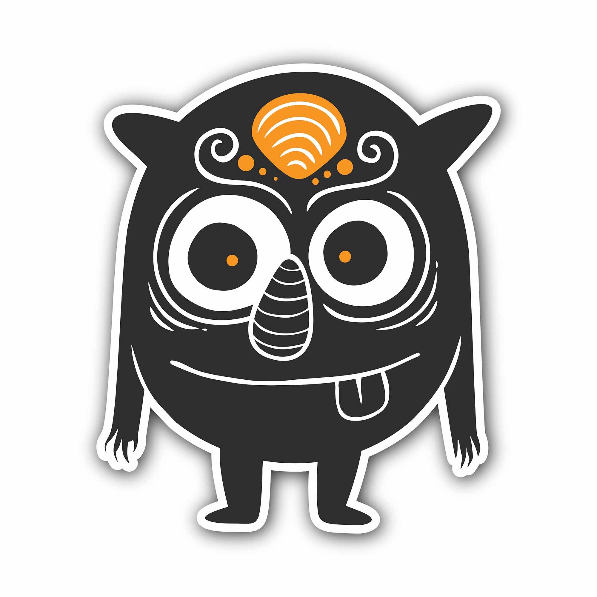 Black Cute Monster Sticker, Waterproof Vinyl Decal Sticker Indoor Or Outdoor 2 (Pieces) 3" and 5"