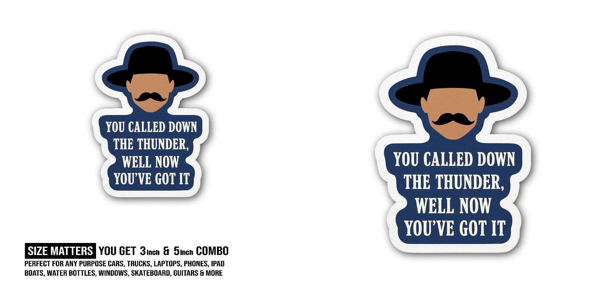 Thunder is Coming Sticker, Waterproof Vinyl Decal Sticker Indoor Or Outdoor 2 (Pieces) 3" and 5"
