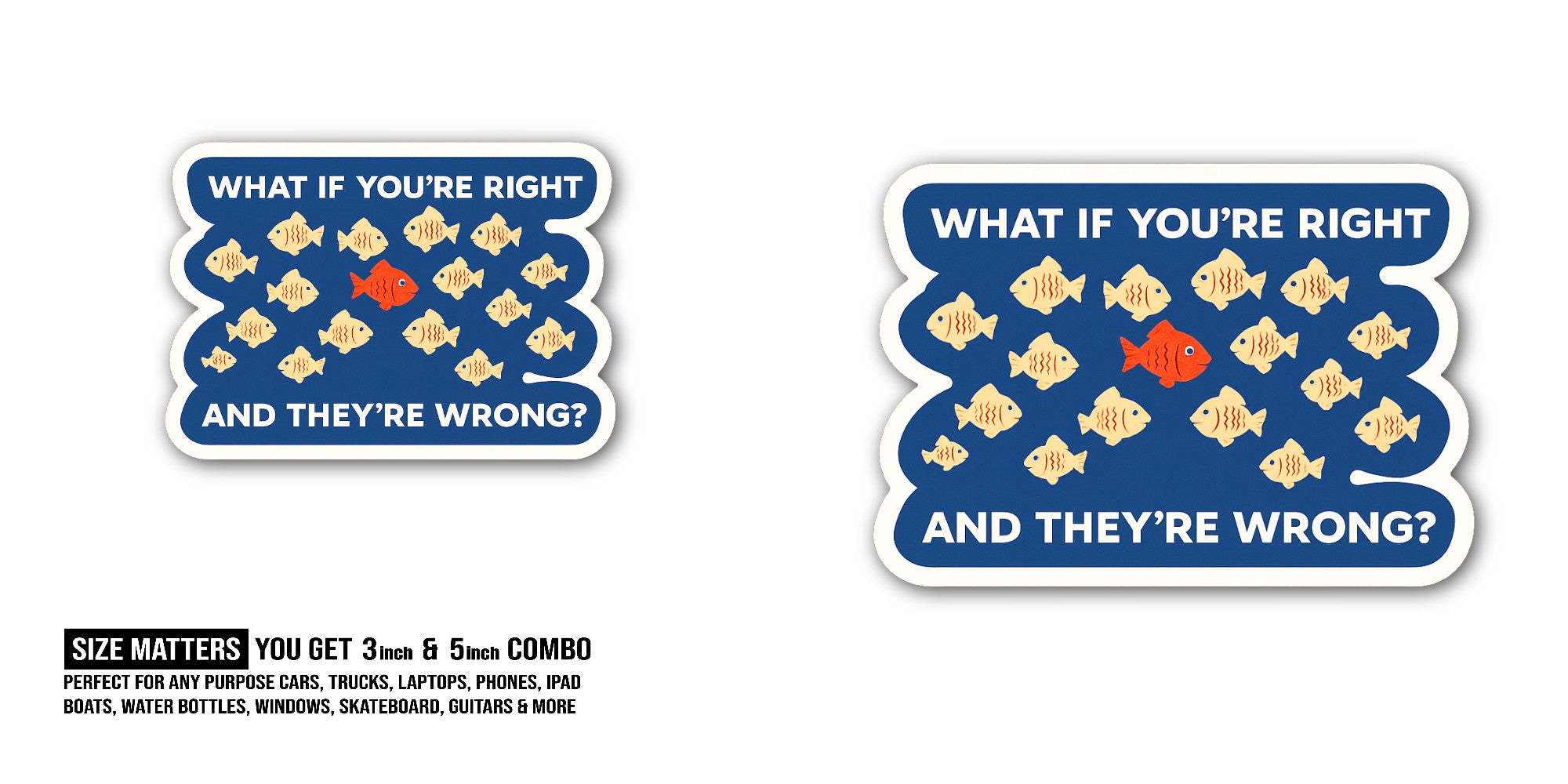 What IF You're Right and They're Wrong Sticker, Waterproof Vinyl Decal Sticker Indoor Or Outdoor 2 (Pieces) 3" and 5"