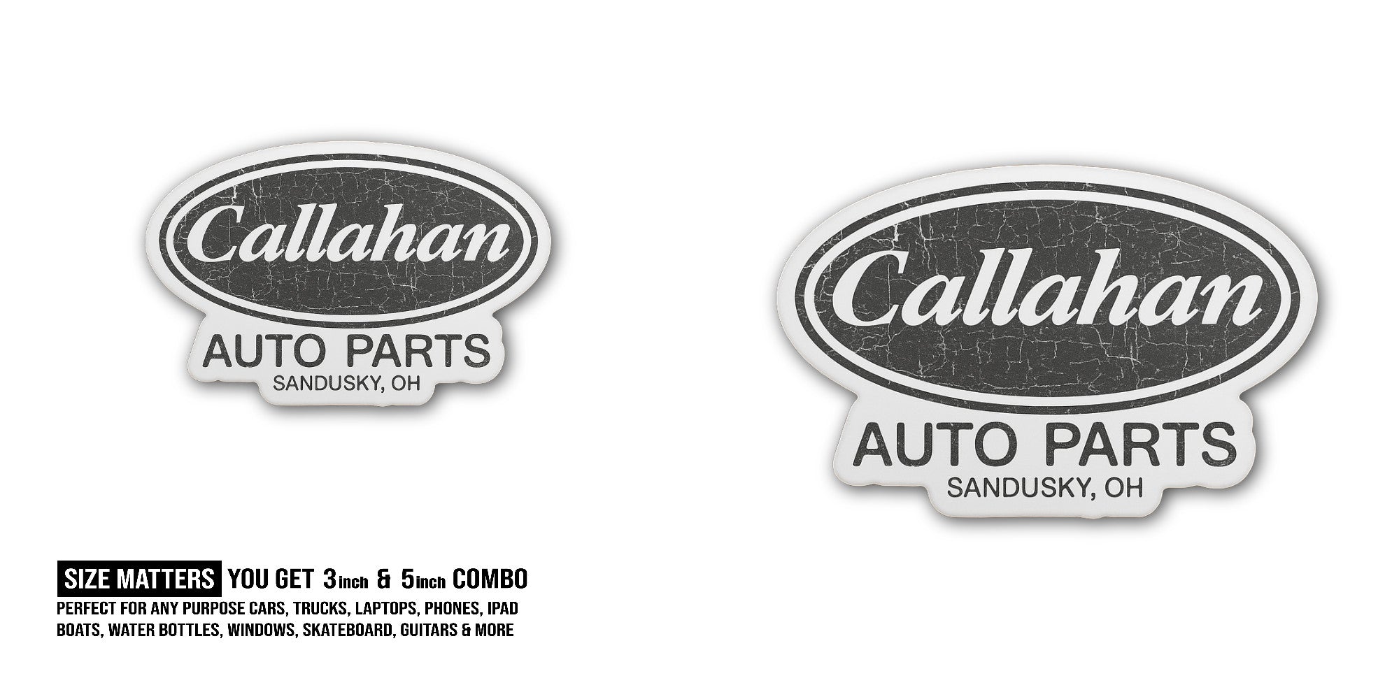 Callahan AUTO Parts Sticker, Waterproof Vinyl Decal Sticker Indoor Or Outdoor 2 (Pieces) 3" and 5"